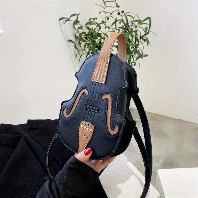 realaiot  Violin Design Satchel Bag, Trendy Shoulder Bag, All-Match Stylish Bag For Shopping