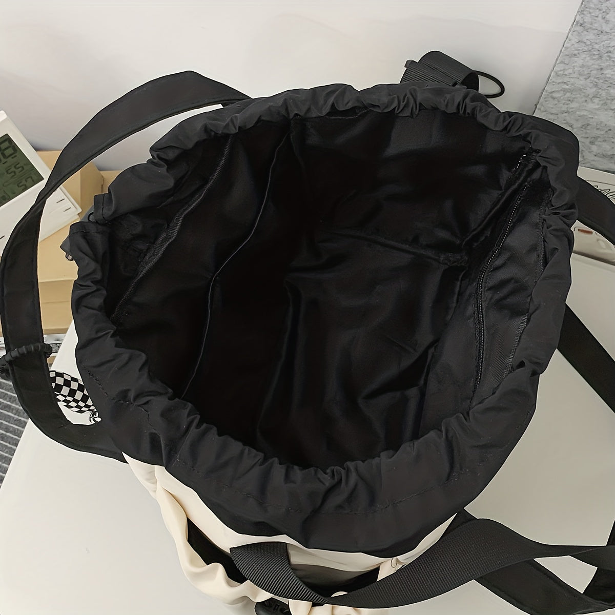 realaiot  Trendy Star Pattern Colorblock Shoulder Bag, Casual Drawstring Handbag, Versatile Niche Bag For School