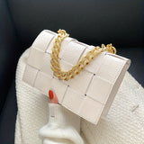 realaiot  Crocodile Pattern Braided Crossbody Bag, Classic Square Shoulder Bag, Women's Elegant Handbag & Purse