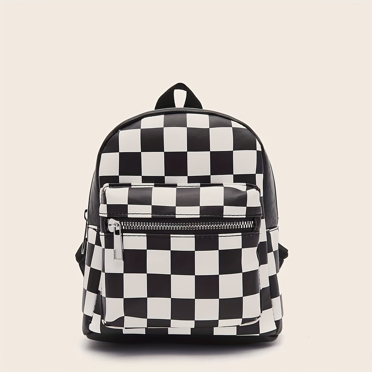 realaiot  Checkered Backpack For Women, Mini Faux Leather Daypack, Plaid Pattern Travel School Bag