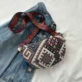 Ethnic Style Tassel Waist Bag, Geometric Pattern Chest Bag, Bohemian Crossbody Bag For Women