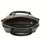 realaiot 2pcs Crocodile Pattern Bag Set, Trendy Tassel Decor Handbag, Women's Small Crossbody Bag With Clutch Bag
