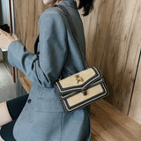 Vintage Color Blocking Crossbody Bag, Square Flap Phone Lipstick Coin Bag, Perfect Casual Shoulder Bag  For Daily Use