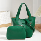 realaiot  2pcs/set Fashion Bucket Bag, Simple Vegan Crossbody Bag, Women's Casual Handbag, Shoulder Bag & Purse