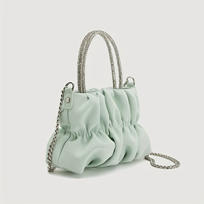 realaiot  Trendy Pleated Cloud Chain Crossbody Bag, All-match Solid Color Handbag, Perfect Shoulder Bag For Daily Use