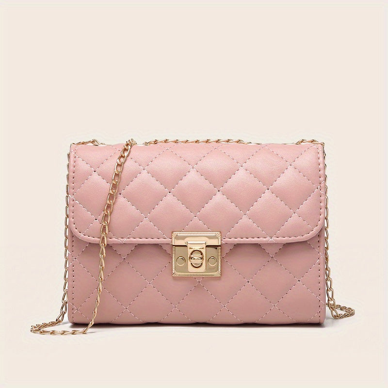 realaiot  Quilted Crossbody Bag, Fashionable Chain Clutch Bag, Shoulder Bag, Square Bag, Satchel Bag