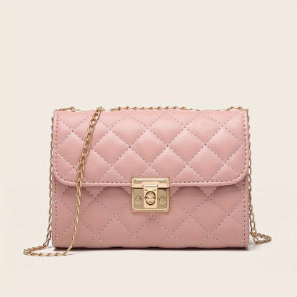 Quilted Crossbody Bag, Fashionable Chain Clutch Bag, Shoulder Bag, Square Bag, Satchel Bag