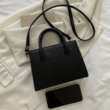 realaiot  Minimalist Black Small Square Abg, All-Match Top Handle Purse, Classic Shoulder Bag For Work