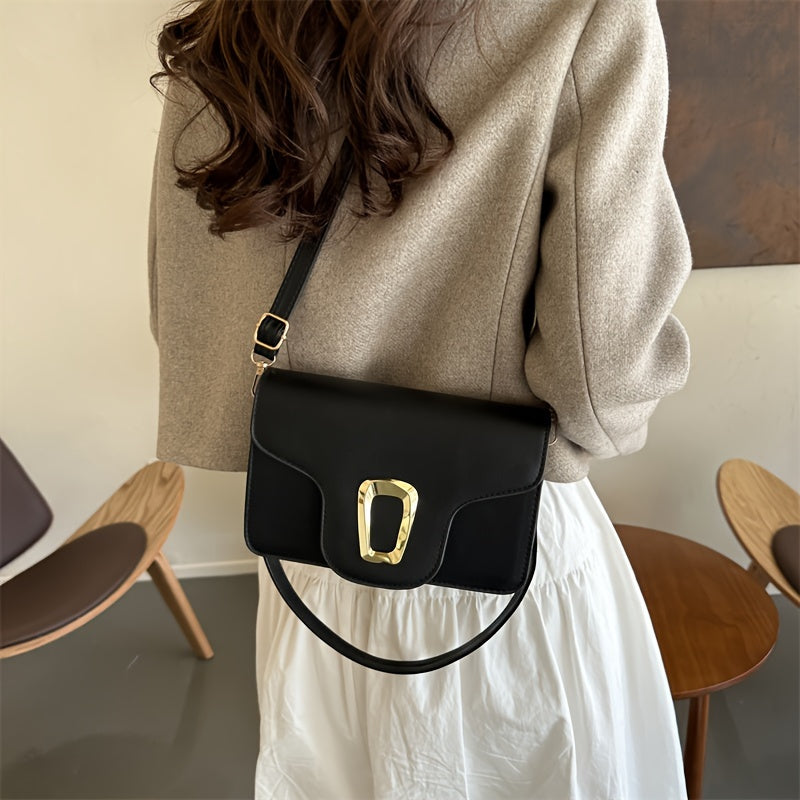 Solid Color Shoulder Bag, Stylish Small Crossbody Bag, Women's Square Handbag & Flap Purse