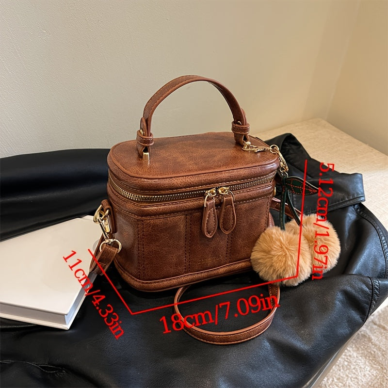 realaiot  Mini Vintage Crossbody Bag, Retro Top Handle Shoulder Bag, Women's Fashion Handbag & Purse