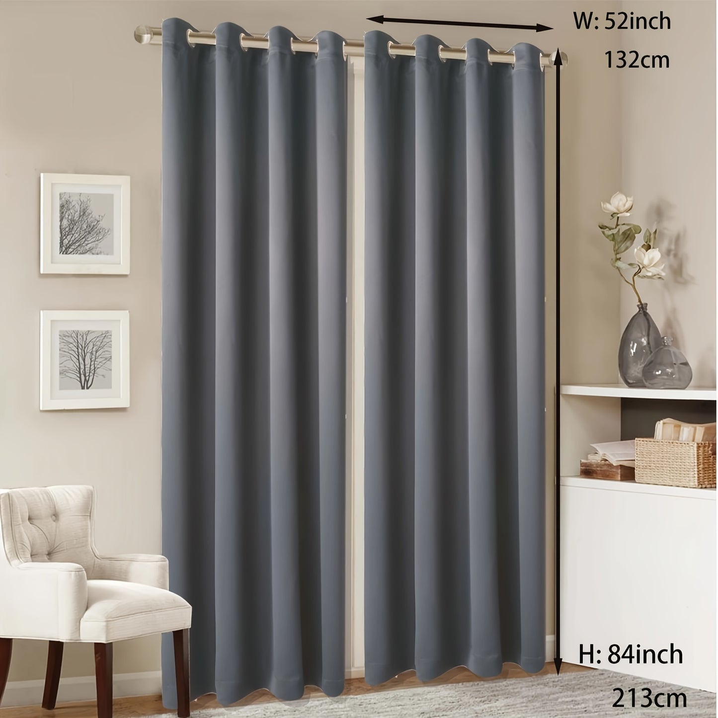 1 Panel Grommet Top Blackout Curtain Thermal Insulated Noise Reducing And Light Blocking Room Darkening Curtain For Living Room Bedroom Office Home Decor