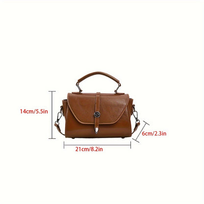 realaiotRetro Mini Handbag For Women, Solid Color Crossbody Bag, Fashion Top Handle Flap Purse