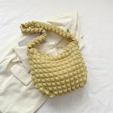 realaiot Cloud Ruched Crossbody Bag, Aesthetic Nylon Shoulder Bag, Fashion Bubble Ruched Quilted Hobo Bag