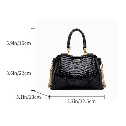 realaiot  Fashion Black Handbag, Women's Chain Crossbody Bag Stylish Purse With Removable Strap