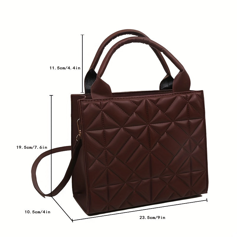 realaiot  Solid Color Quilted Square Shoulder Bag, All-Match Satchel Bag, Stylish Crossbody Bag