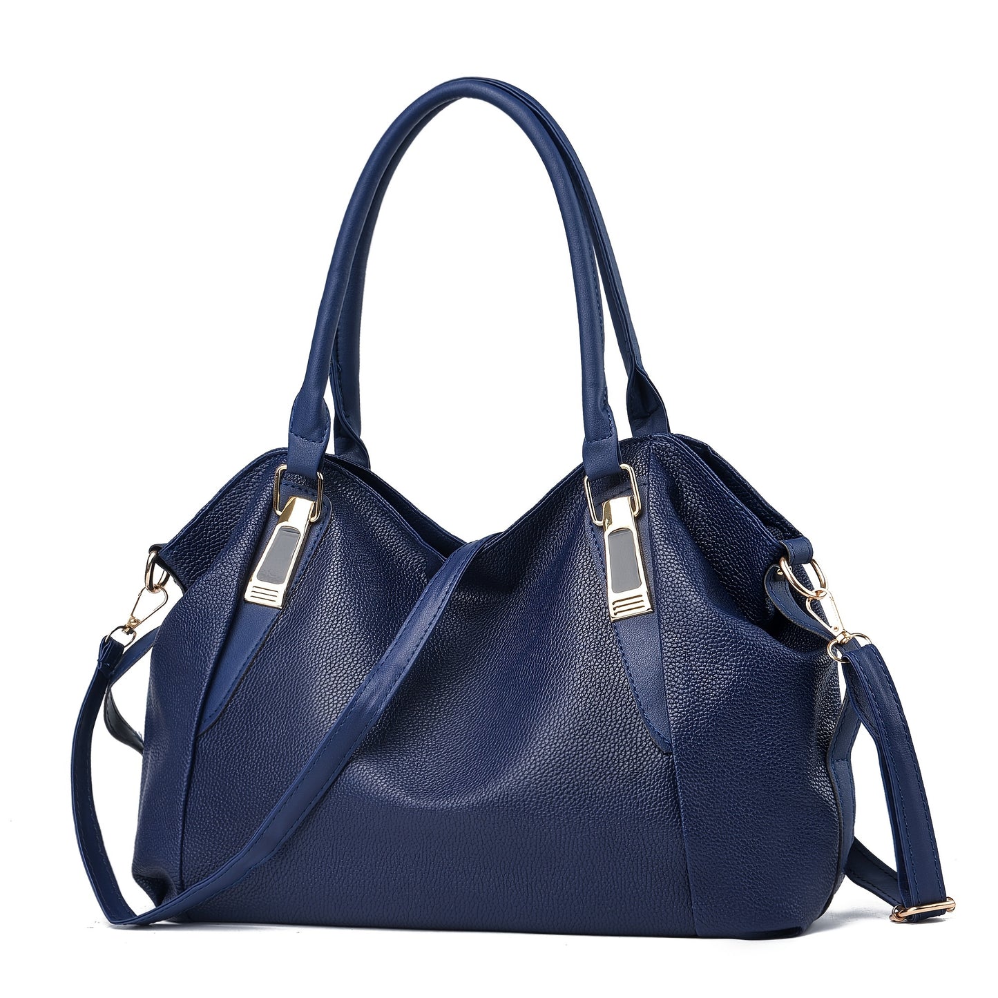 Casual Solid Color Handbag, Large-capacity Soft Faux Leather Shoulder Bag With Zipper, Multi Sling Bag