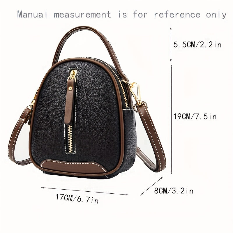 realaiot  Mini Solid Color Hand Bag, Cute Simple Casual PU Leather Crossbody Bag, Women's Fashion Versatile Daily Shoulder Bag & Purse (17.02cmx19.05cmx8.13cm)