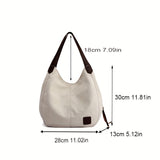 Simple Canvas Shoulder Bag, Minimalist Colorblock Hobo Handbag, All-Match Bag For Women