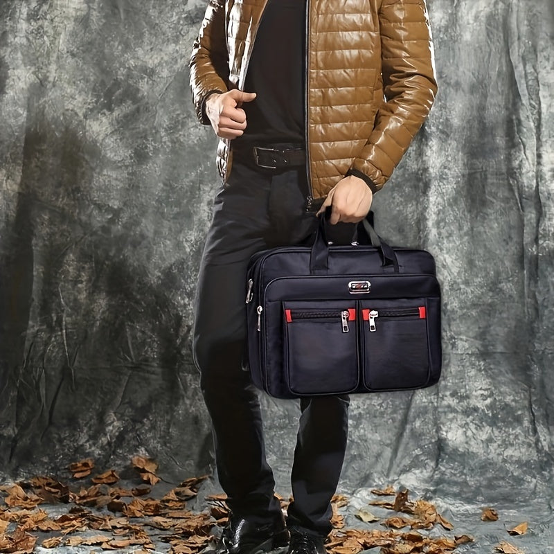 1pc Men's Large Capacity Shoulder Bag, Waterproof And Tear Resistant Multi-layer Handbag, For Daily Commuting, Business Travel Bag