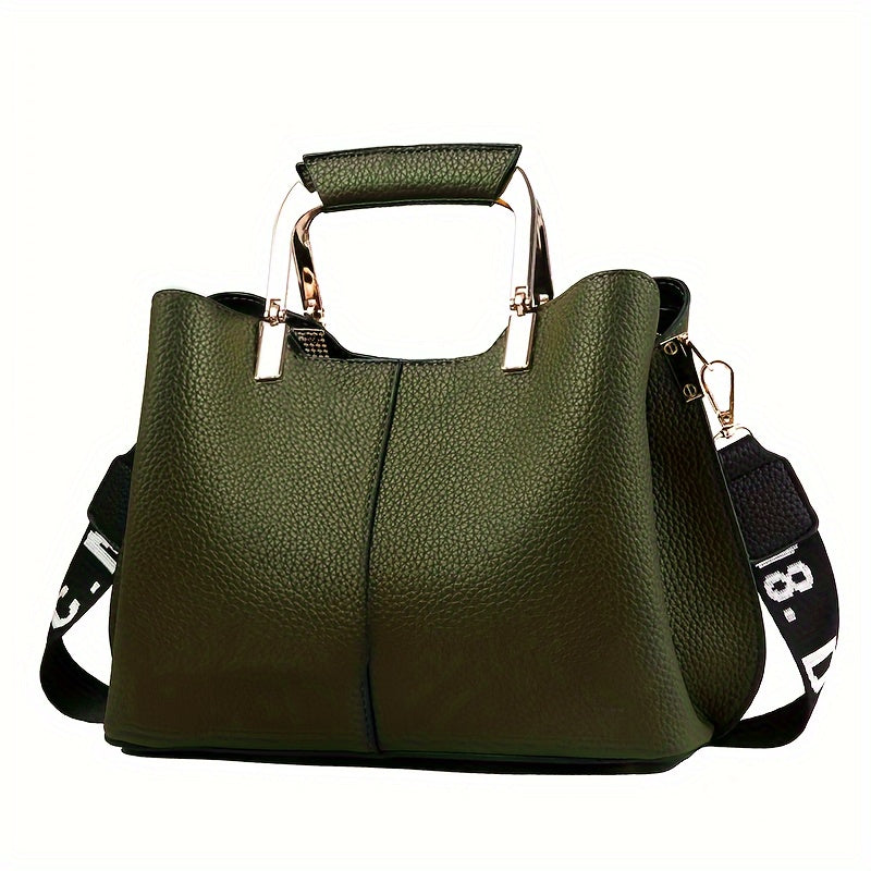 Color Contrast Handbag For Women, Fashion Crossbody Bag, PU Leather Shoulder Purse