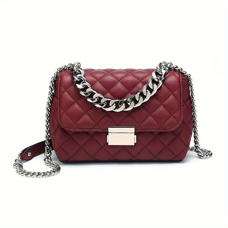 realaiot Mini Fashion Quilted Crossbody Bag, Elegant Flap Shoulder Bag, Women's Classic Handbag & Purse