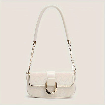 realaiot  Stylish Rhombus Shoulder Bag, Women's Chain Underarm Bag, Simple Flap Handbag & Purse