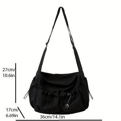 Kpop Nylon Crossbody Bag, Multi Pockets Shoulder Bag, Casual Messenger Bag For School Travel