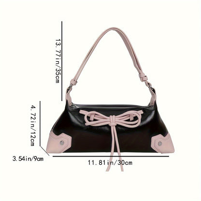 realaiot  2024 New Design Colorblock Shoulder Bag, Sweet Style Underarm Bag, Women's Trendy Armpit Bag