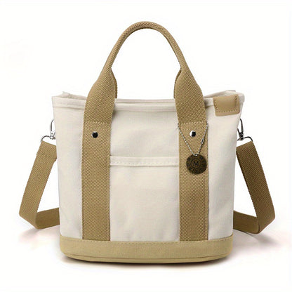 Portable Lunch Box Bag, Canvas Tote Bag For Women, Multi Layer Crossbody Bag For Work & Go Out