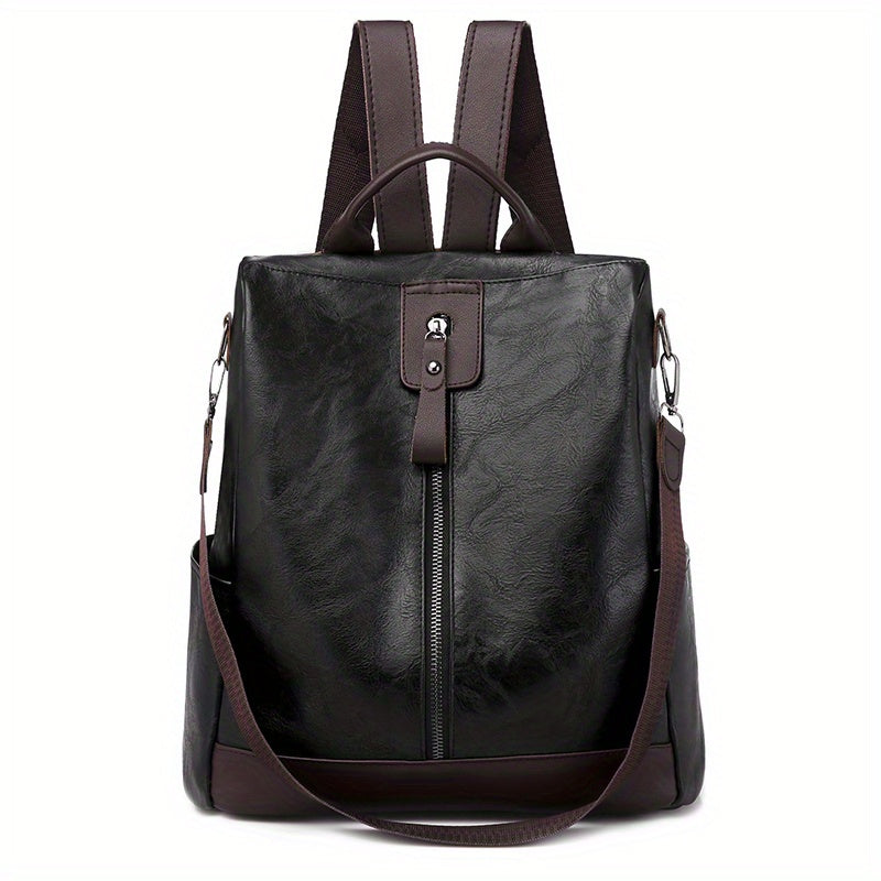 Vintage Design Zipper Backpack, All-Match Classic Rucksack, Women's Travel Storage Bag