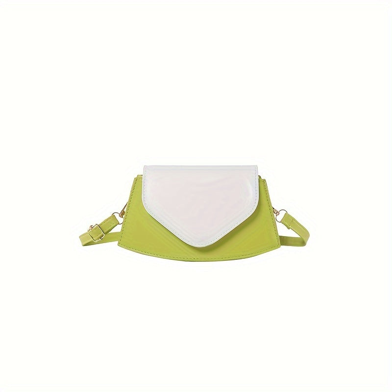 Trendy Mini Crossbody Bag, Color Contrast Shoulder Bag, Cute Flap Purse For Women