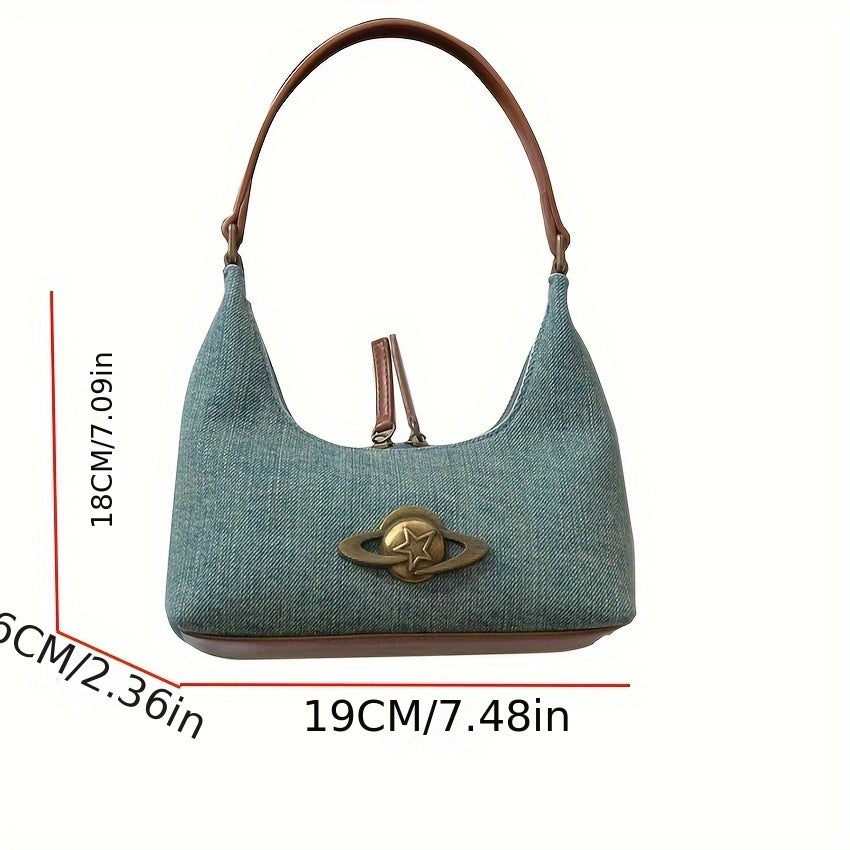 realaiot  Vintage Crescent Shoulder Bag, Retro Underarm Hobo Bag, Women's Fashion Handbag & Purse