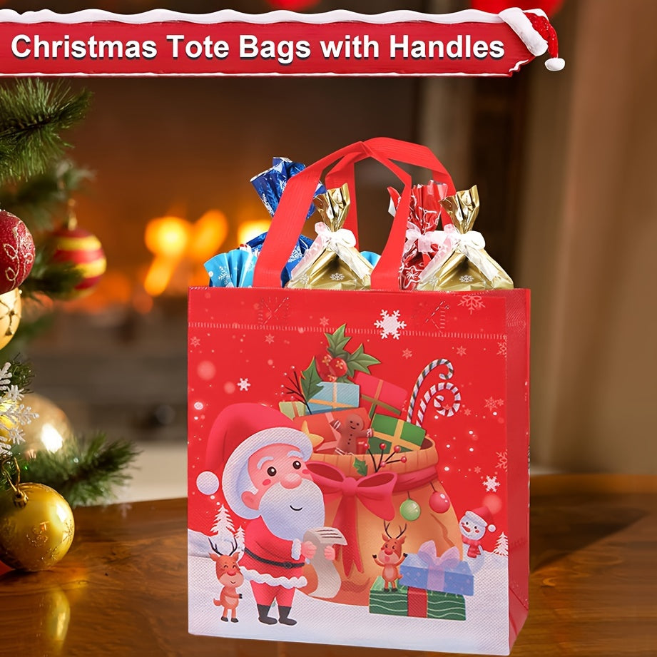 4/12pcs Large Reusable Christmas Gift Bags with Handles, Non-Woven Holiday Gift Bags, Christmas Treat Baskets & Party Supplies for New Year Gift Giving