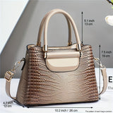 realaiot  Elegant Crocodile Pattern Handbag, Women's PU Satchel Purse, Top Handle Crossbody Bag