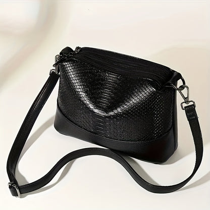 realaiot  Crocodile Embossed Crossbody Bag, Fashion Shoulder Bag, Women's Casual Handbag & Purse