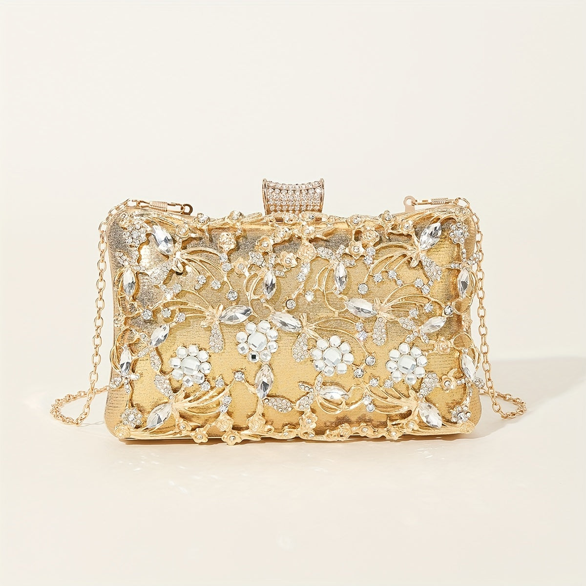 Elegant Hollow Flower & Rhinestone Decor Clutch Bag, Stylish Evening Bag For Party Women's Coin Purse