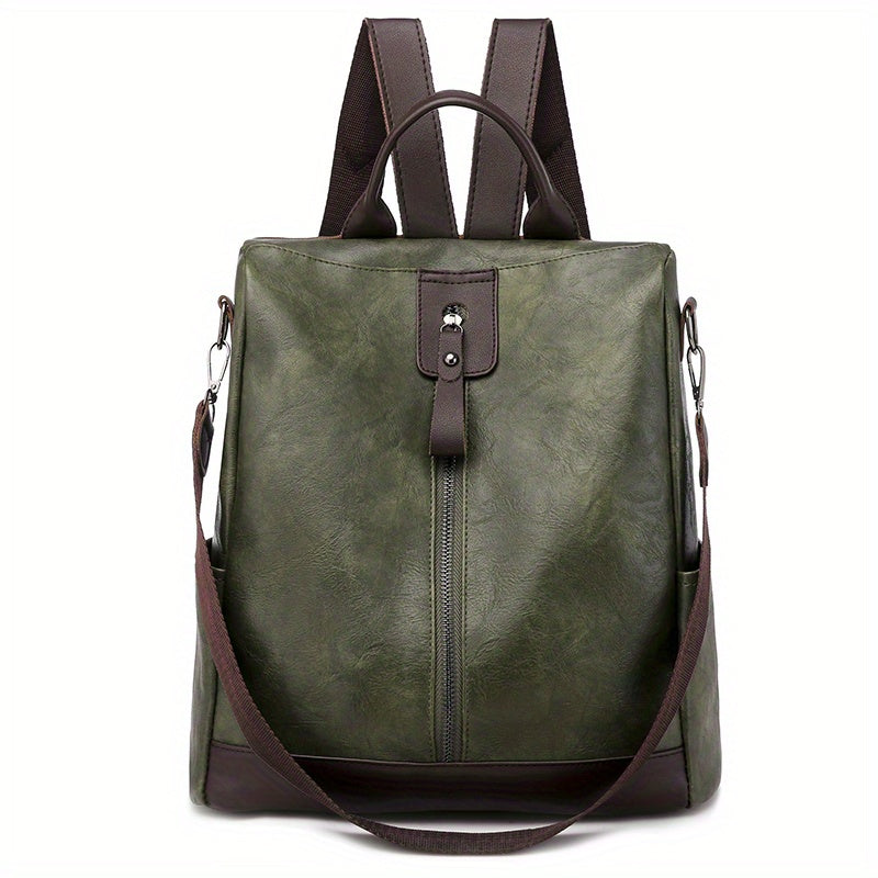 Vintage Design Zipper Backpack, All-Match Classic Rucksack, Women's Travel Storage Bag