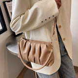 Fashion Ruched Shoulder Bag, Braided Strap Underarm Purse, Simple Crossbody Bag For Women