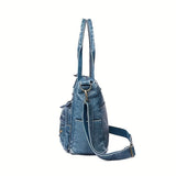 realaiot  Retro Style Tote Bag For Women, Studded Decor Crossbody Bag, Large Capacity Shoulder Bag