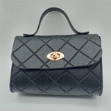 realaiot Argyle Embossed Mini Handbag, Fashion Solid Color Crossbody Bag, Women's Turn Lock Square Purse