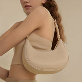 Minimalist Baguette Zipper Bag, Solid Color Underarm Bag, All-Match Shoulder Bag