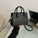 realaiot  Minimalist Black Small Square Abg, All-Match Top Handle Purse, Classic Shoulder Bag For Work