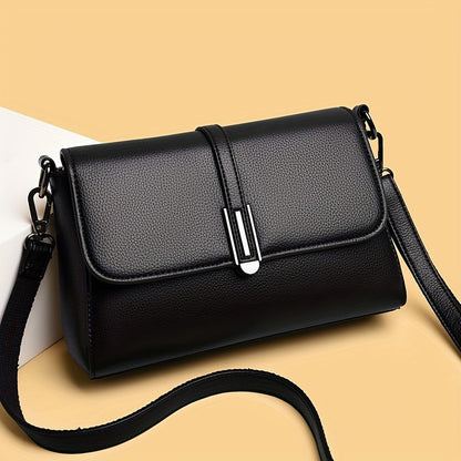 realaiot  Fashionable Black Square Shoulder Bag, All-Match Versatile Crossbody Wallet For Women