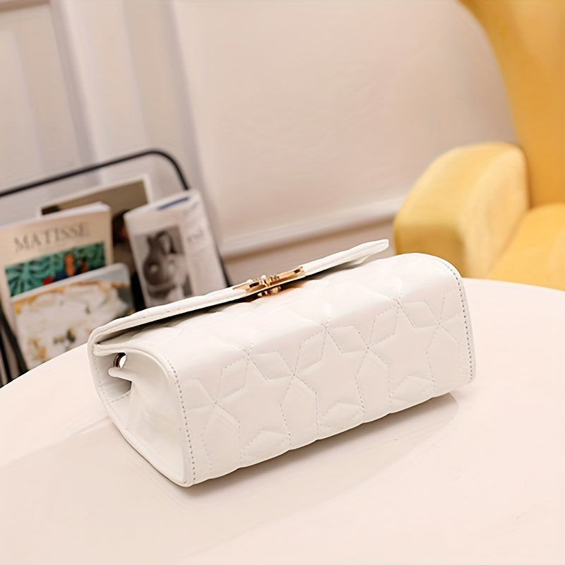 realaiot  New Star Patterned Decorative Single Shoulder Crossbody Bag, Fashionable And Casual PU Leather Crossbody Bag, Minimalist Handbag Small Bag, Outdoor Travel Small Square Bag, Detachable Chain, Valentine's Day Birthday Gift (9.05*3.15*7.10)inch