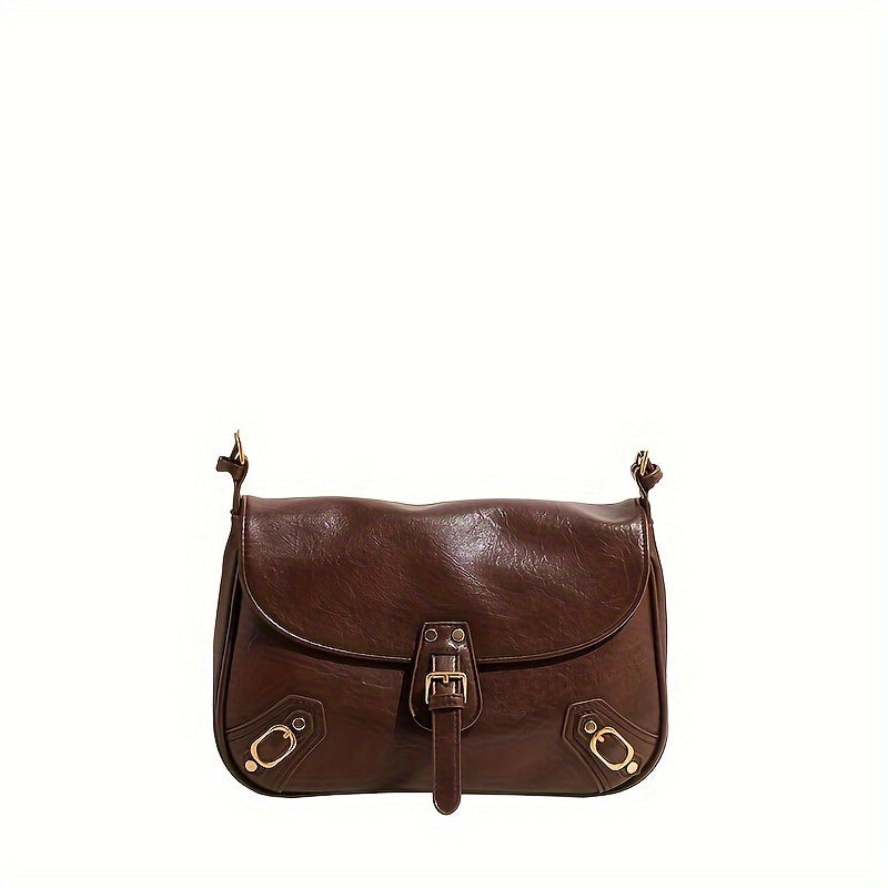 realaiot  Retro Shoulder Bag For Women, Vintage PU Leather Handbag, Sweet Cool Crossbody Purse