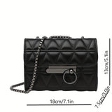 realaiot  Argyle Quilted Crossbody Bag, Trendy Chain Shoulder Bag, Women's Every Day Square Purses