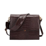 realaiot  Crocodile Pattern Shoulder Bag, Small Square Crossbody Bag, Fashion Flap Purse For Women