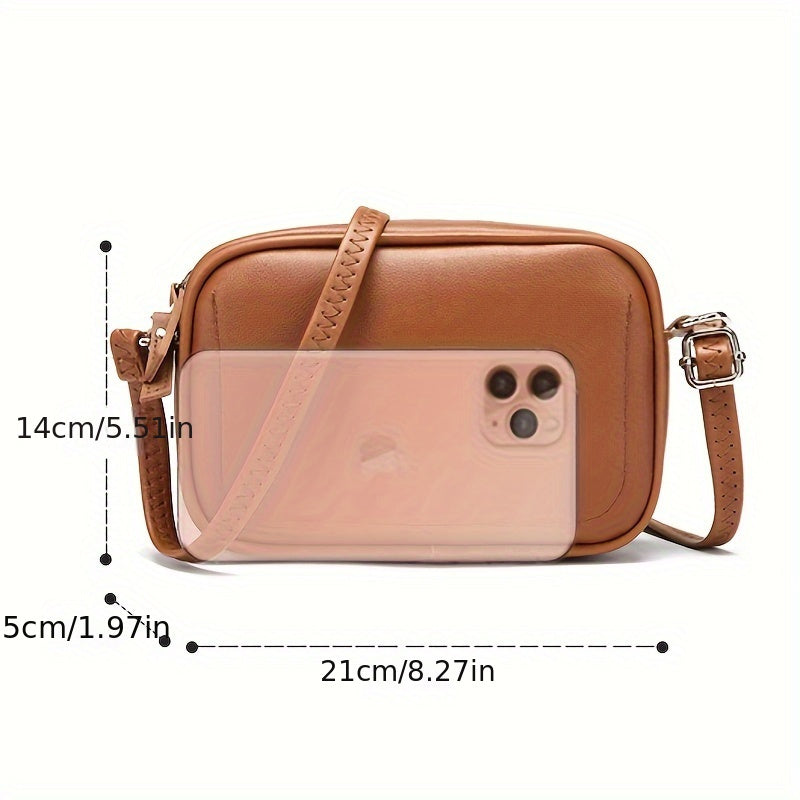 realaiot Minimalist Crossbody Bag, Mini Solid Color Square Purse, Trendy PU Leather Shoulder Bag