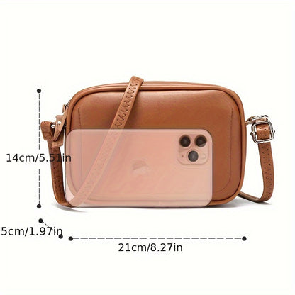 realaiot Minimalist Crossbody Bag, Mini Solid Color Square Purse, Trendy PU Leather Shoulder Bag