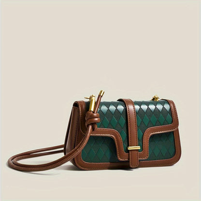 realaiot  Vintage Plaid Print Crossbody Bag, Retro Flap Shoulder Bag, Women's Fashion Handbag & Purse